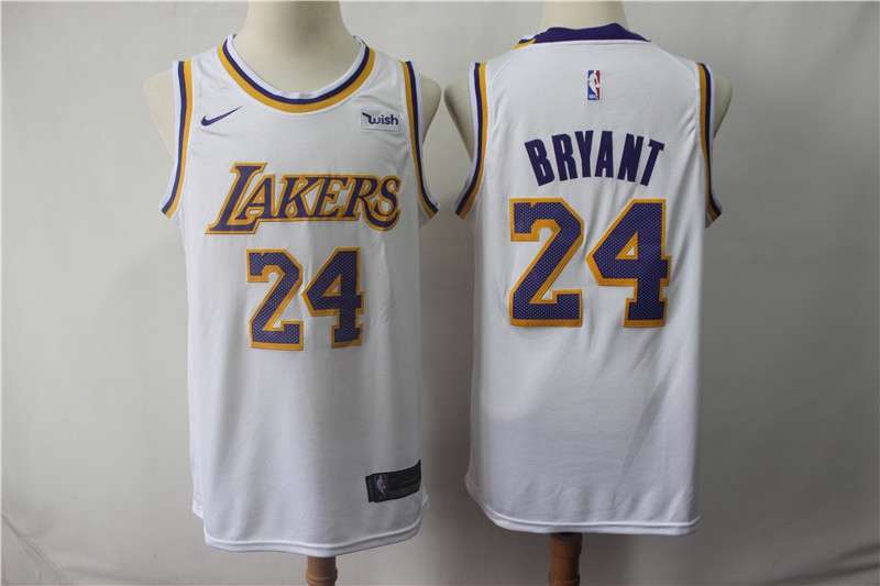 Los Angeles Lakers White #24 BRYANT Basketball Jersey 03 (Stitched)