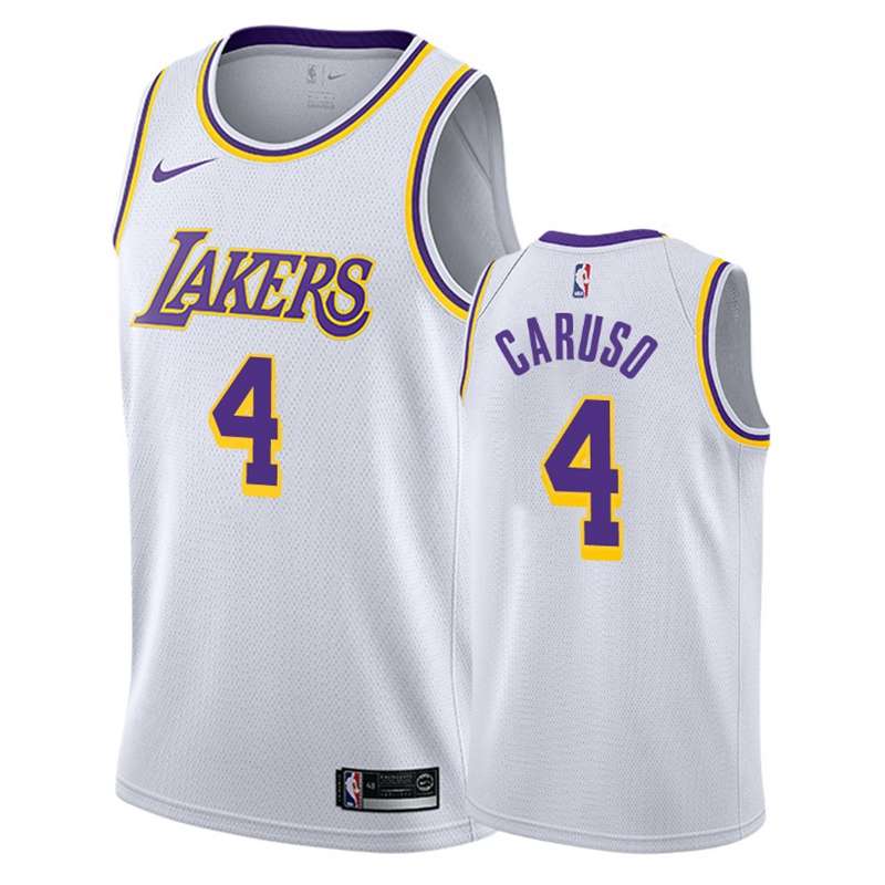 Los Angeles Lakers White #4 CARUSO Basketball Jersey (Stitched)