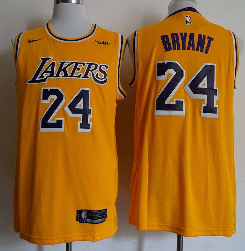 Los Angeles Lakers Yellow #24 BRYANT Basketball Jersey (Stitched)