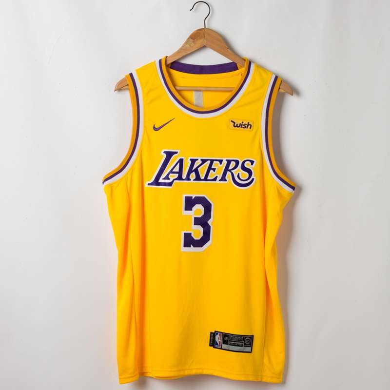 Los Angeles Lakers Yellow #3 DAVIS Basketball Jersey (Stitched)