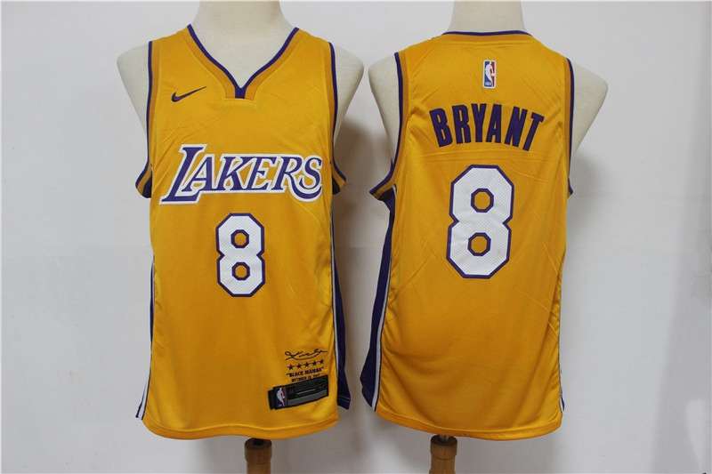 Los Angeles Lakers Yellow #8 BRYANT Basketball Jersey 04 (Stitched)