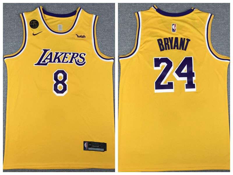 Los Angeles Lakers Yellow #8 And #24 BRYANT Basketball Jersey (Stitched)