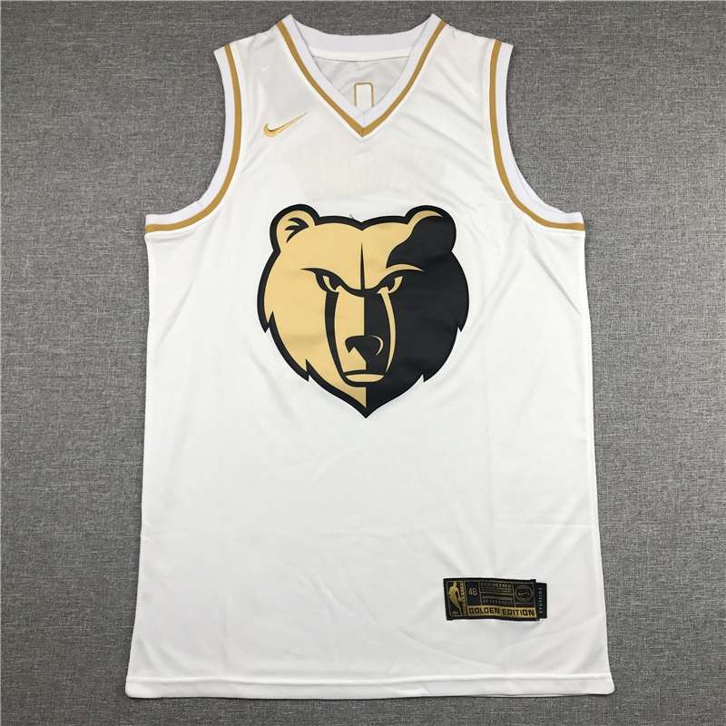 Memphis Grizzlies 2020 White Gold #12 MORANT Basketball Jersey (Stitched)