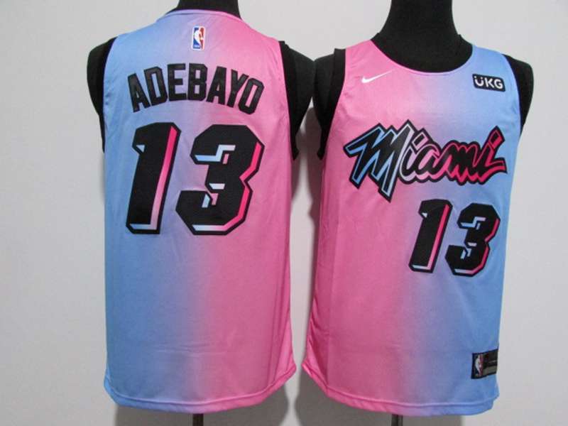 Miami Heat 20/21 Pink Blue #13 ADEBAYO City Basketball Jersey (Stitched)
