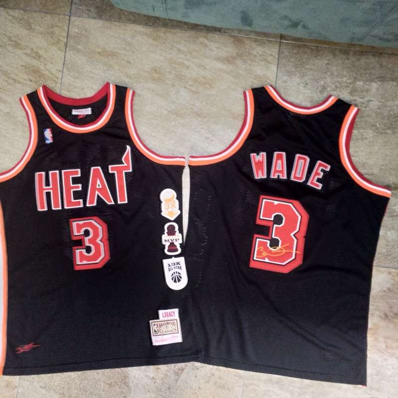 Miami Heat Black #3 WADE Classics Basketball Jersey (Closely Stitched)