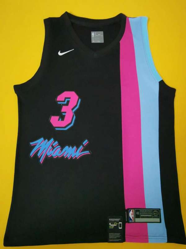 Miami Heat Black #3 WADE Basketball Jersey 02 (Stitched)