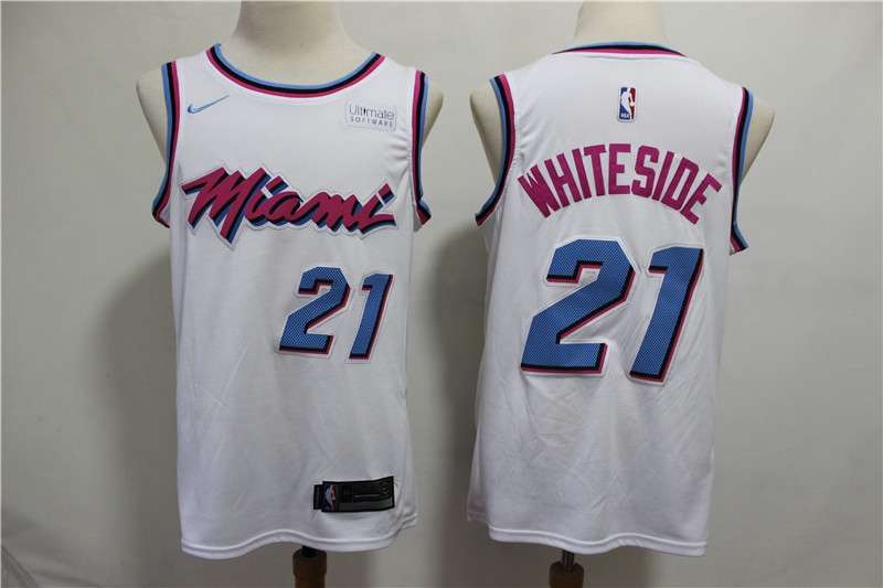 Miami Heat White #21 WHITESIDE City Basketball Jersey (Stitched)