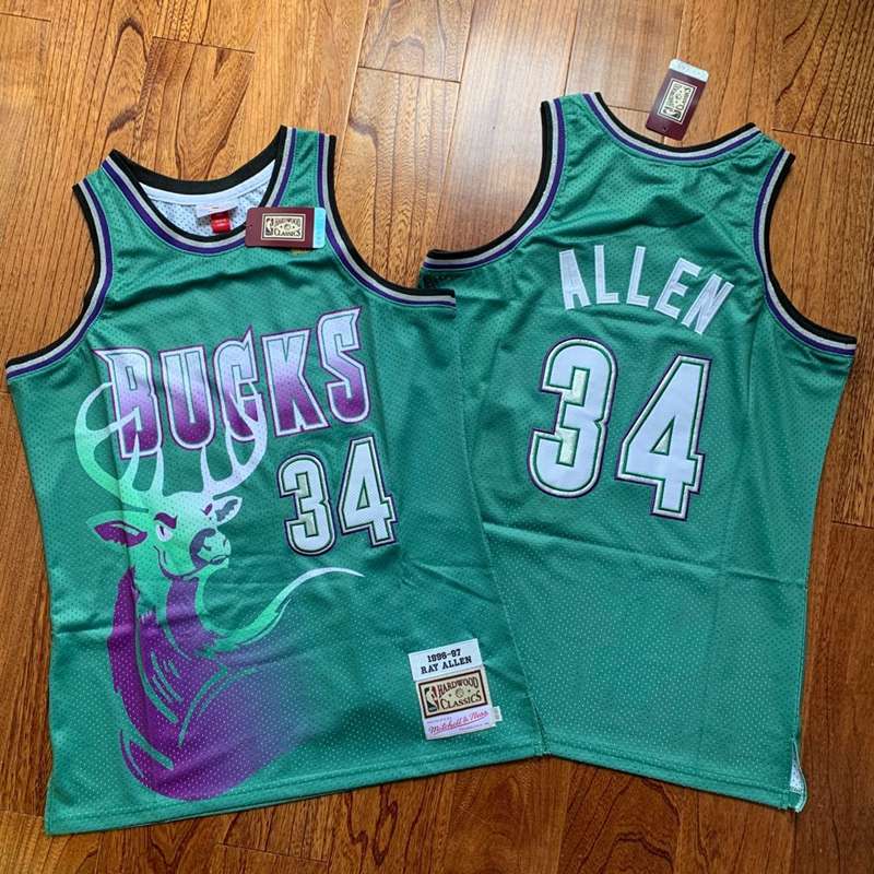 Milwaukee Bucks 1996/97 Green #34 ALLEN Classics Basketball Jersey (Closely Stitched)
