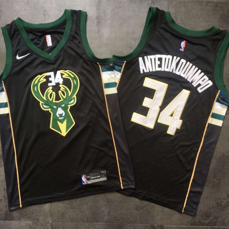 Milwaukee Bucks Black #34 ANTETOKOUNMPO Basketball Jersey (Closely Stitched)