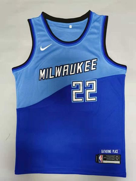 20/21 Milwaukee Bucks Blue #22 MIDDLETON City Basketball Jersey (Stitched)