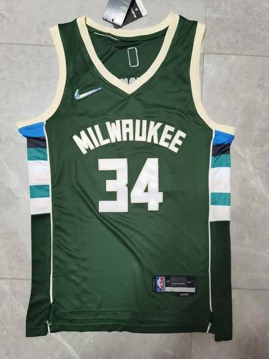 Milwaukee Bucks 21/22 Green #34 ANTETOKOUNMPO Basketball Jersey (Stitched)