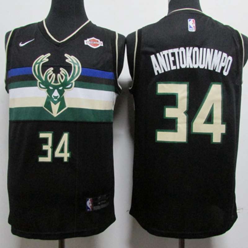 Milwaukee Bucks Black #34 ANTETOKOUNMPO City Basketball Jersey (Stitched)