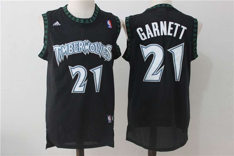 Minnesota Timberwolves Black #21 GARNETT Classics Basketball Jersey (Stitched)