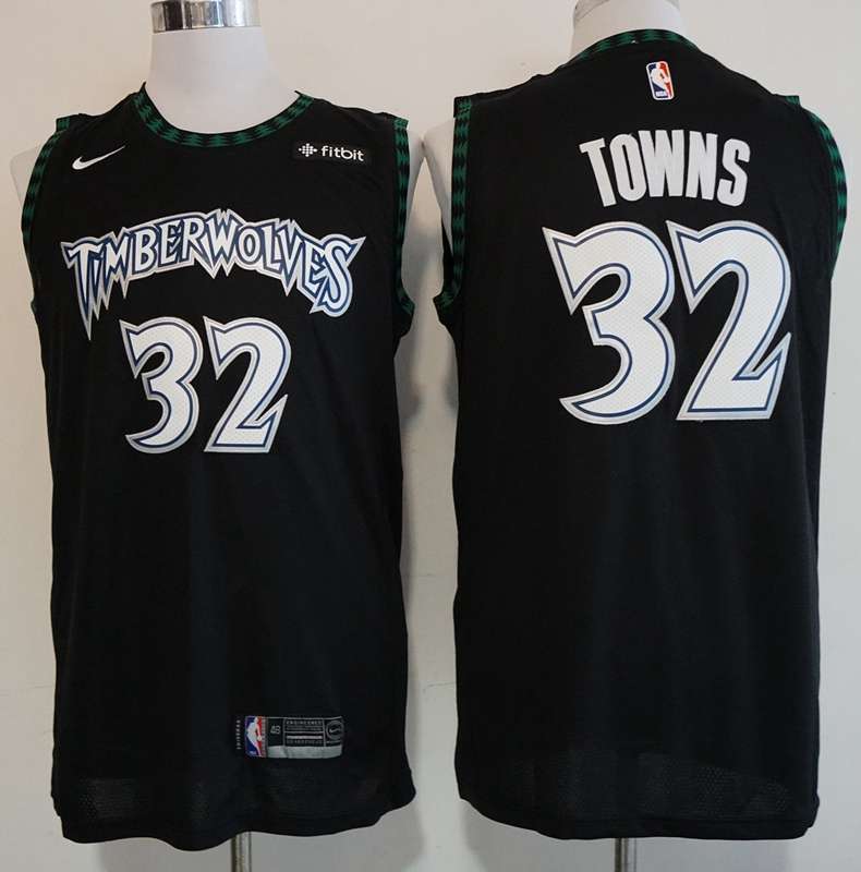 Minnesota Timberwolves Black #32 TOWNS Classics Basketball Jersey (Stitched)