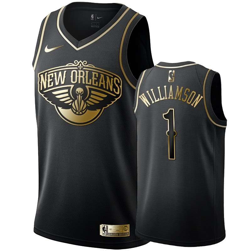 New Orleans Pelicans 2020 Black Gold #1 WILLIAMSON Basketball Jersey (Stitched)