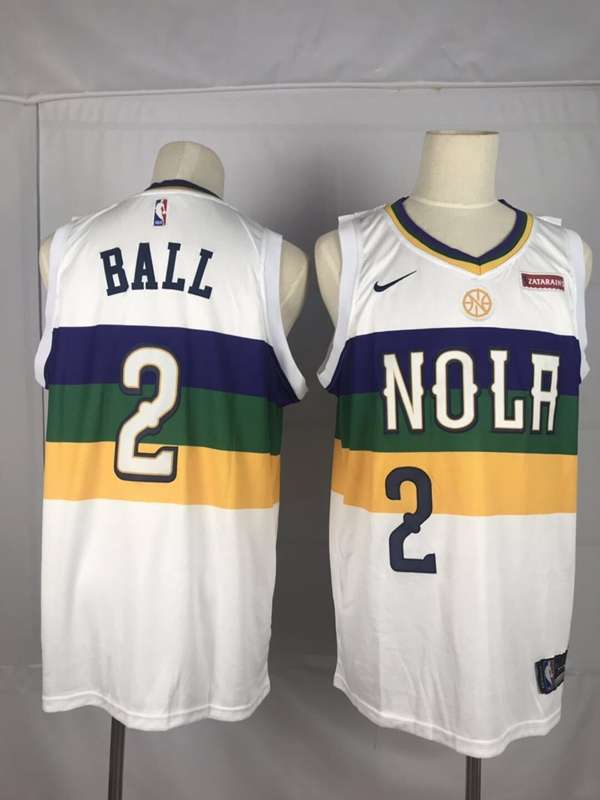 New Orleans Pelicans White #2 BALL City Basketball Jersey (Stitched)