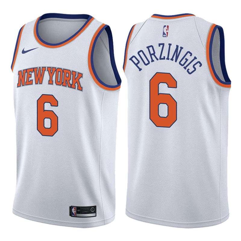 New York Knicks White #6 PORZINGIS Basketball Jersey (Stitched)