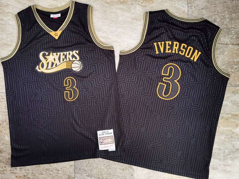 Philadelphia 76ers 2000/01 Black #3 IVERSON Classics Basketball Jersey (Closely Stitched)