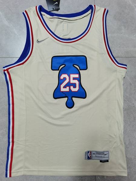 Philadelphia 76ers 20/21 Cream #25 SIMMONS Basketball Jersey (Stitched)