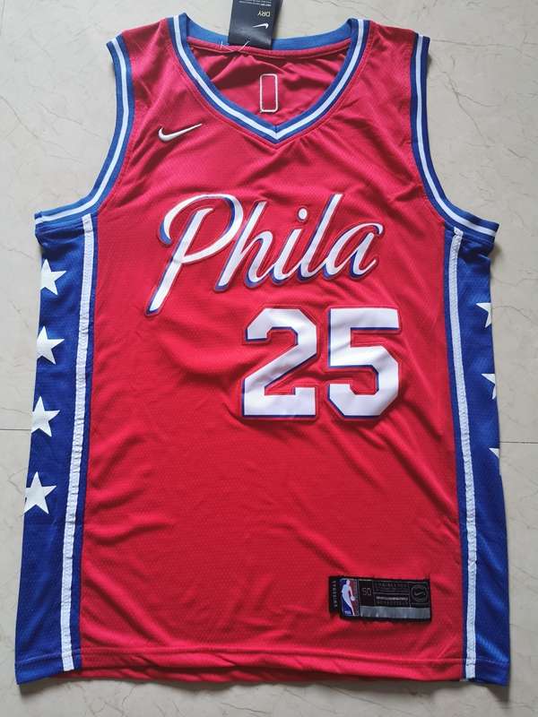 Philadelphia 76ers 2020 Red #25 SIMMONS Basketball Jersey (Stitched)