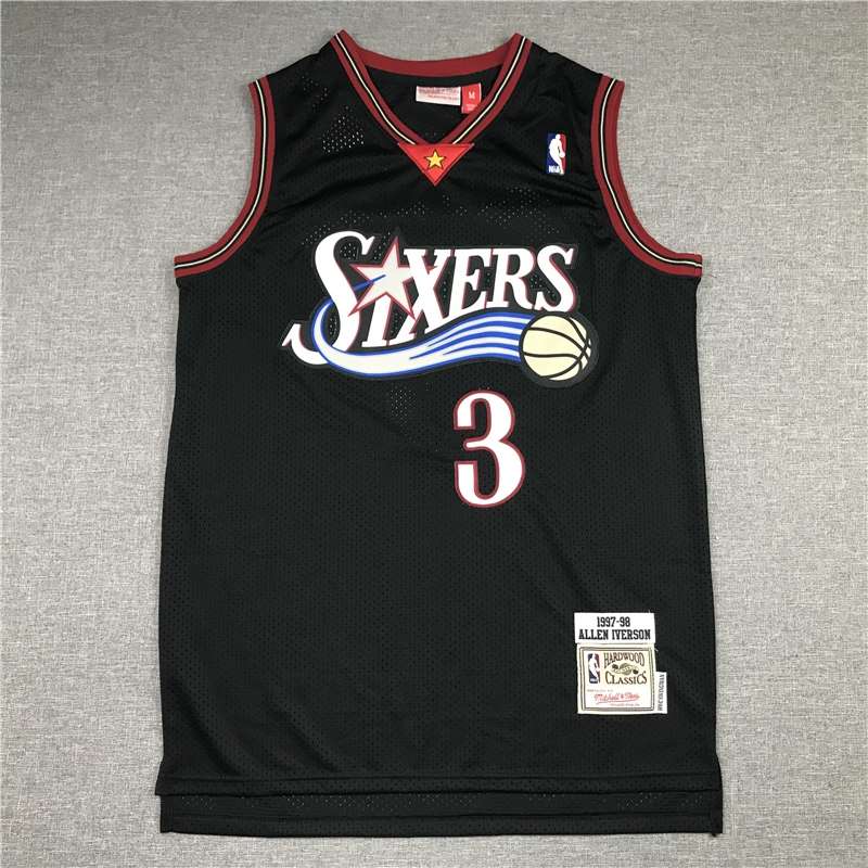 Philadelphia 76ers 1997/98 Black #3 IVERSON Classics Basketball Jersey 02 (Closely Stitched)