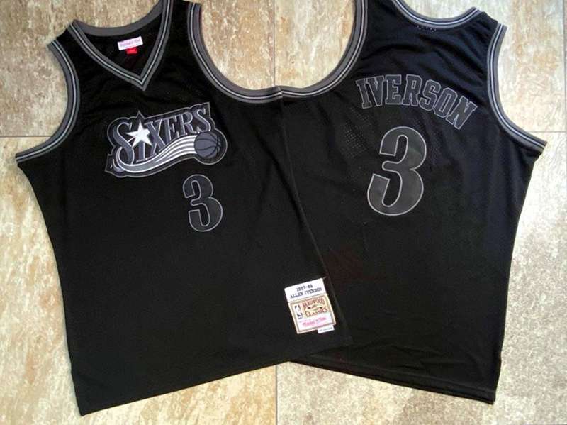 Philadelphia 76ers 1997/98 Black #3 IVERSON Classics Basketball Jersey 03 (Closely Stitched)