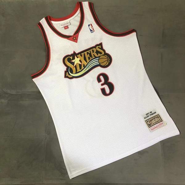 Philadelphia 76ers 1997/98 White #3 IVERSON Classics Basketball Jersey (Closely Stitched)