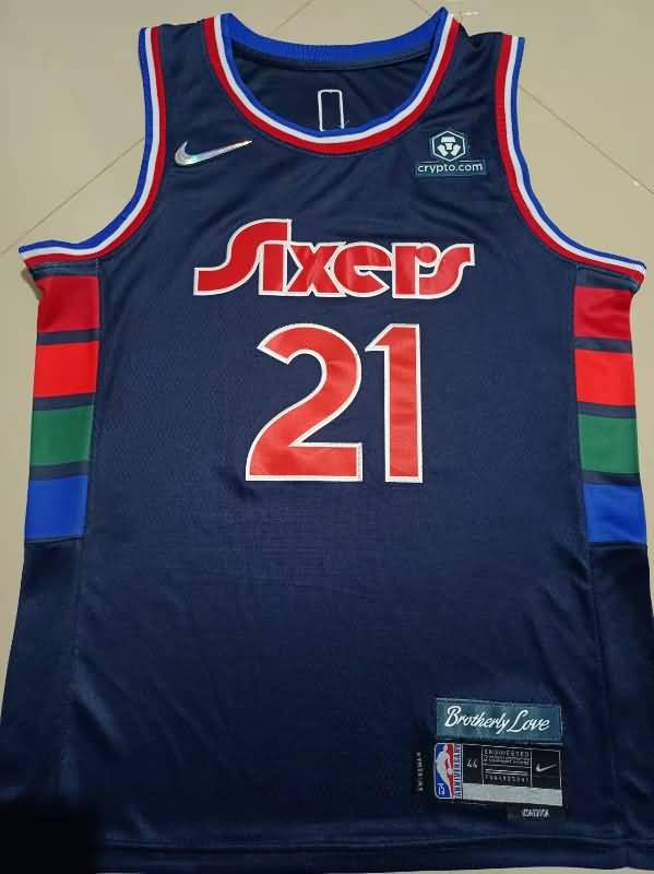 Philadelphia 76ers 21/22 Dark Blue #21 EMBIID City Basketball Jersey (Stitched)