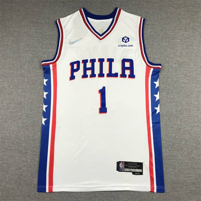 Philadelphia 76ers 21/22 White #1 HARDEN Basketball Jersey (Stitched)