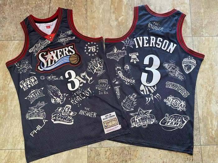 Philadelphia 76ers 1997/98 Black #3 IVERSON Classics Basketball Jersey 04 (Closely Stitched)