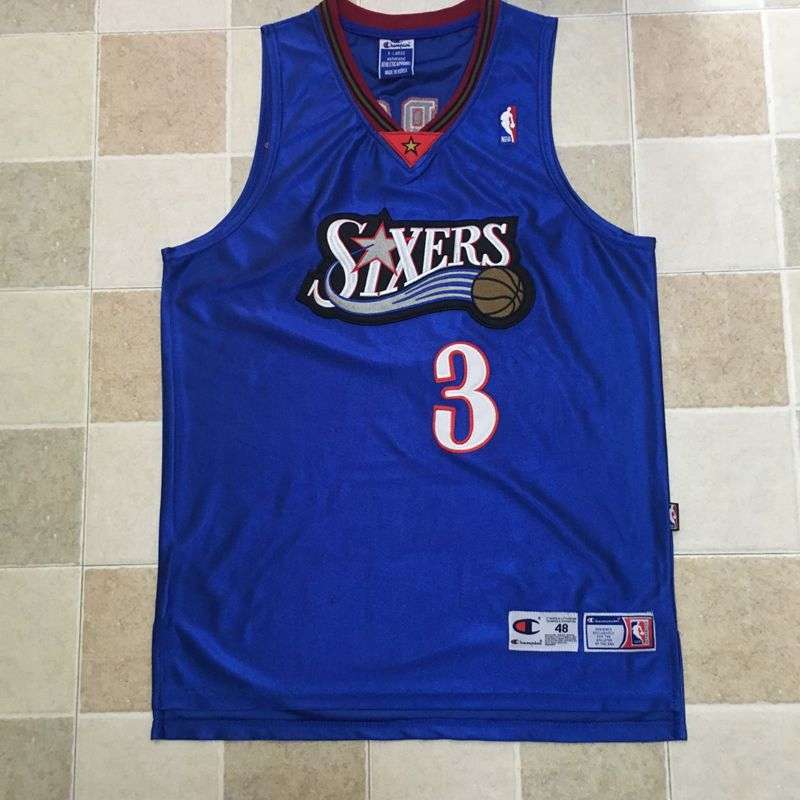 Philadelphia 76ers Blue #3 IVERSON Classics Basketball Jersey (Closely Stitched)