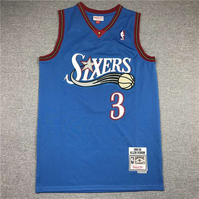 Philadelphia 76ers Blue #3 IVERSON Classics Basketball Jersey 02 (Stitched)