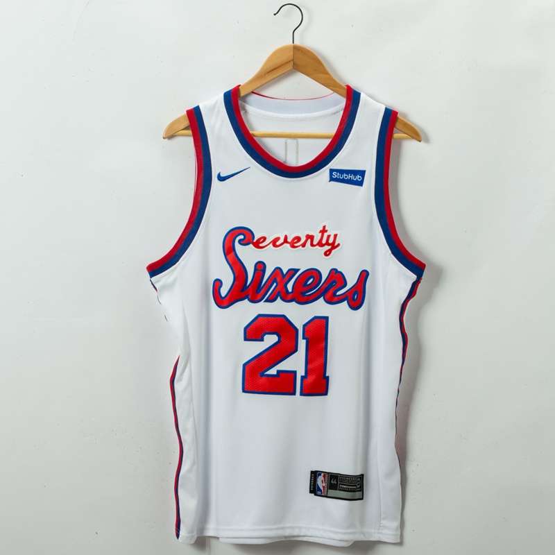 Philadelphia 76ers White #21 EMBIID Classics Basketball Jersey (Stitched)