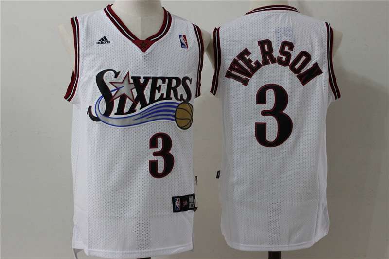 Philadelphia 76ers White #3 IVERSON Classics Basketball Jersey (Stitched)