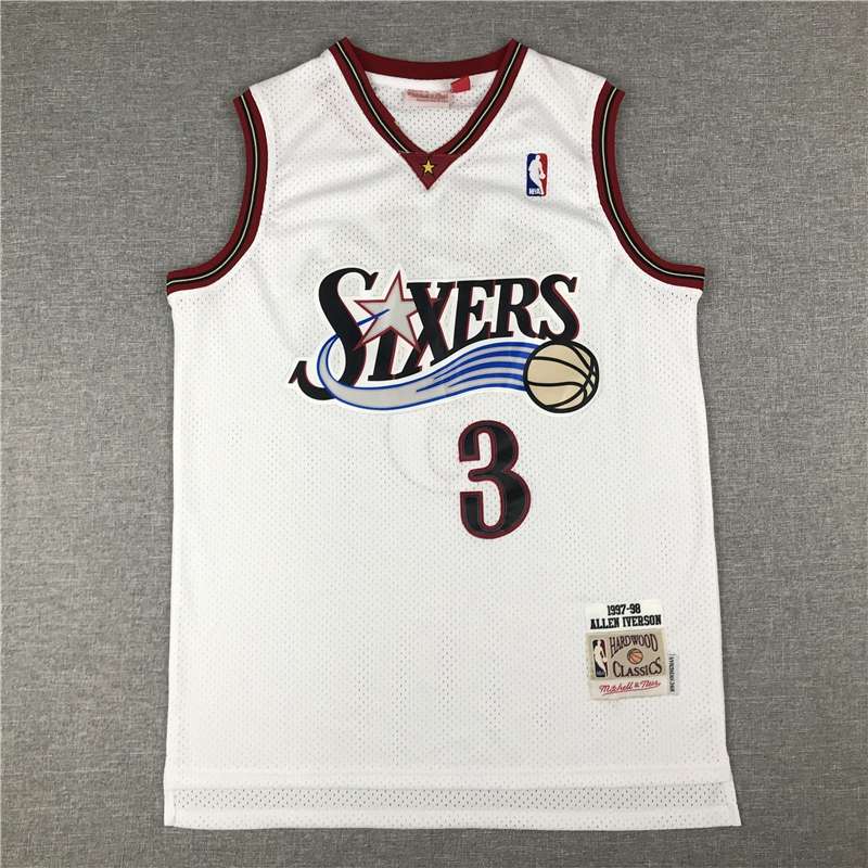 Philadelphia 76ers White #3 IVERSON Classics Basketball Jersey 03 (Stitched)