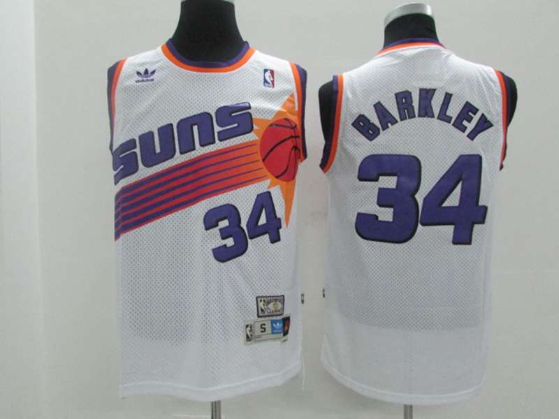 Phoenix Suns White #34 BARKLEY Classics Basketball Jersey (Stitched)