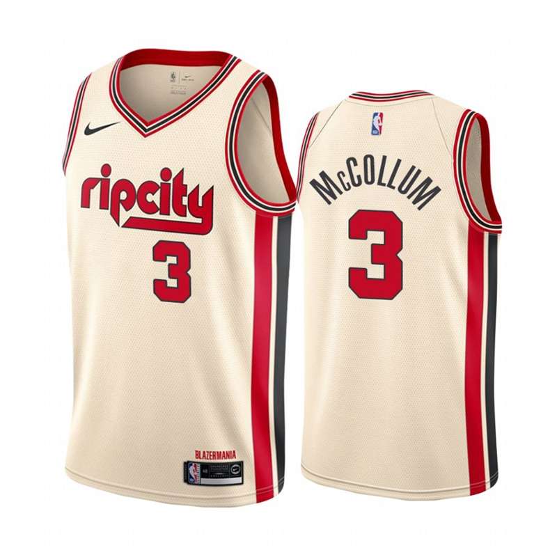 Portland Trail Blazers 2020 White #3 McCOLLUM City Basketball Jersey (Stitched)