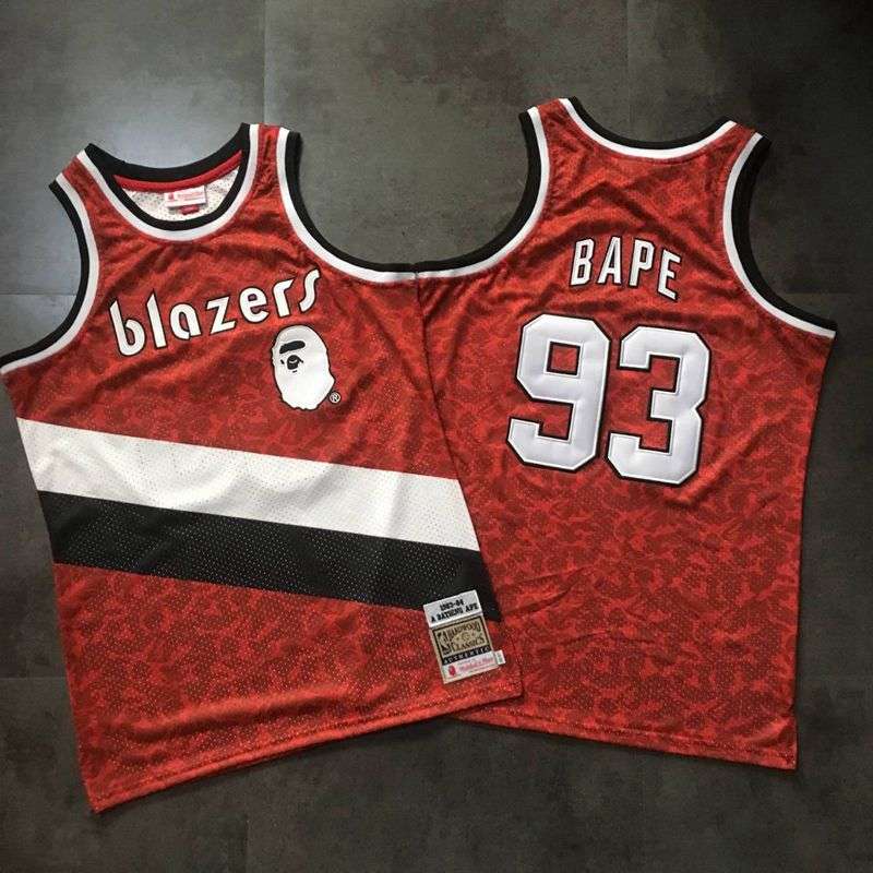 Portland Trail Blazers 1983/84 Red #93 BAPE Classics Basketball Jersey (Closely Stitched)