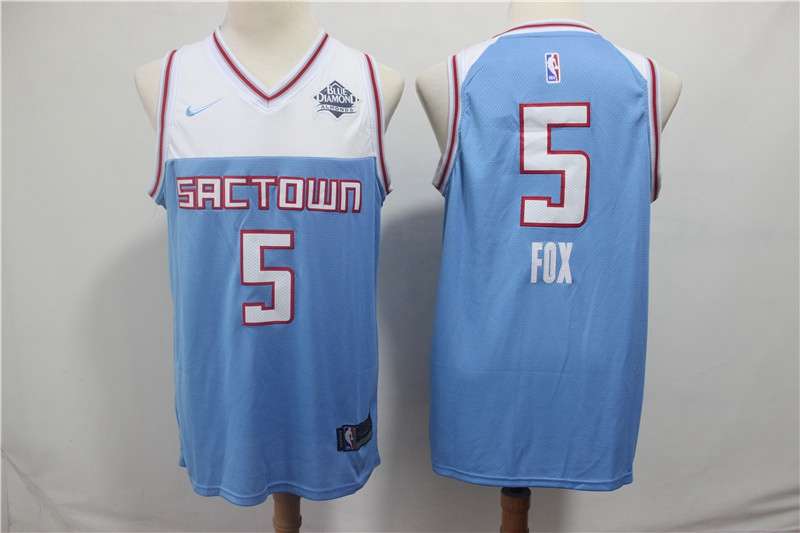 Sacramento Kings Blue #5 FOX Classics City Basketball Jersey (Stitched)