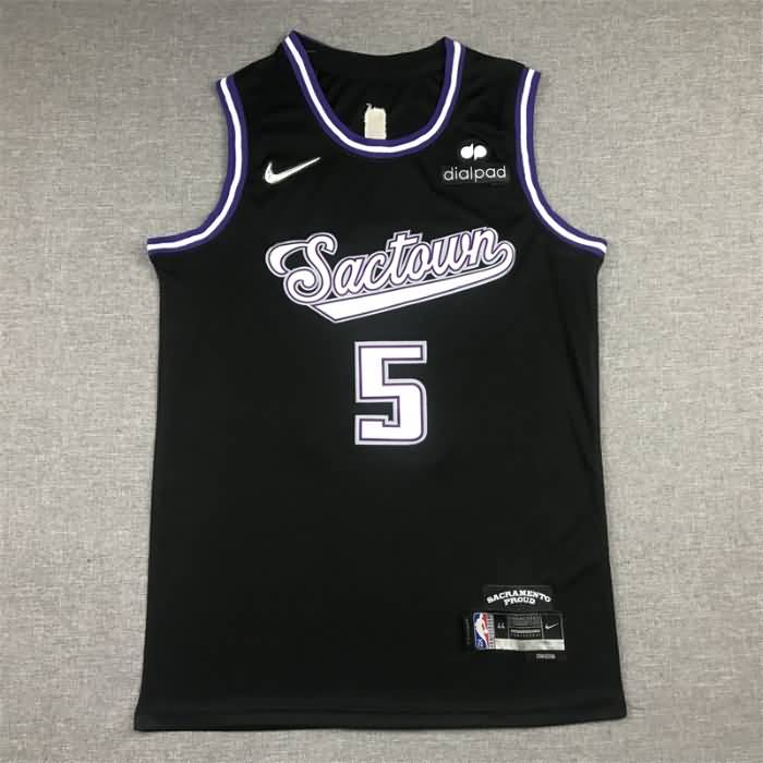 Sacramento Kings 21/22 Black #5 FOX City Basketball Jersey (Stitched)