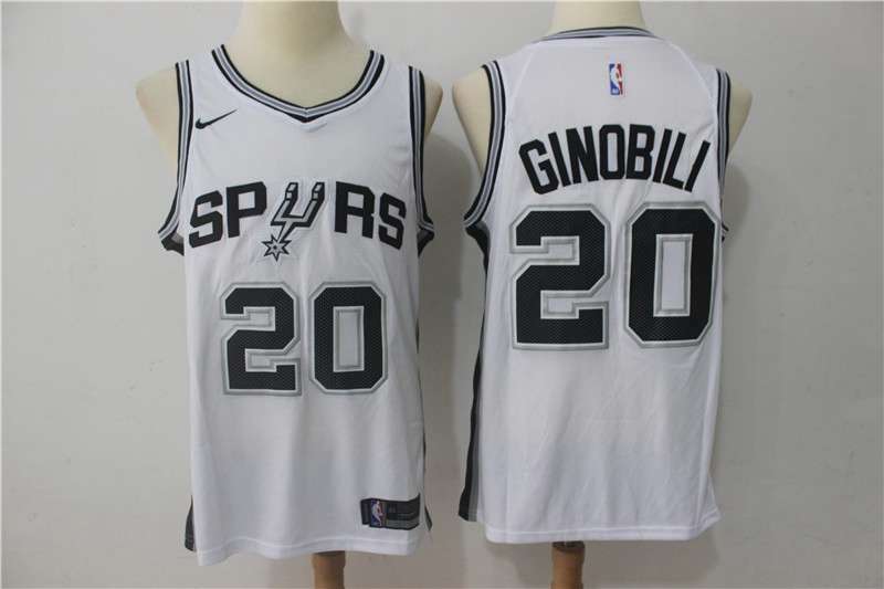 San Antonio Spurs White #20 GINOBILI Basketball Jersey (Stitched)