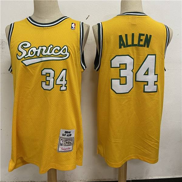 Seattle Sounders 2003/04 Yellow #34 ALLEN Classics Basketball Jersey (Stitched)