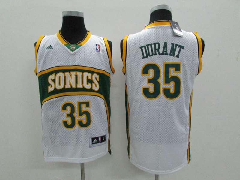 Seattle Sounders White #35 DURANT Classics Basketball Jersey (Stitched)