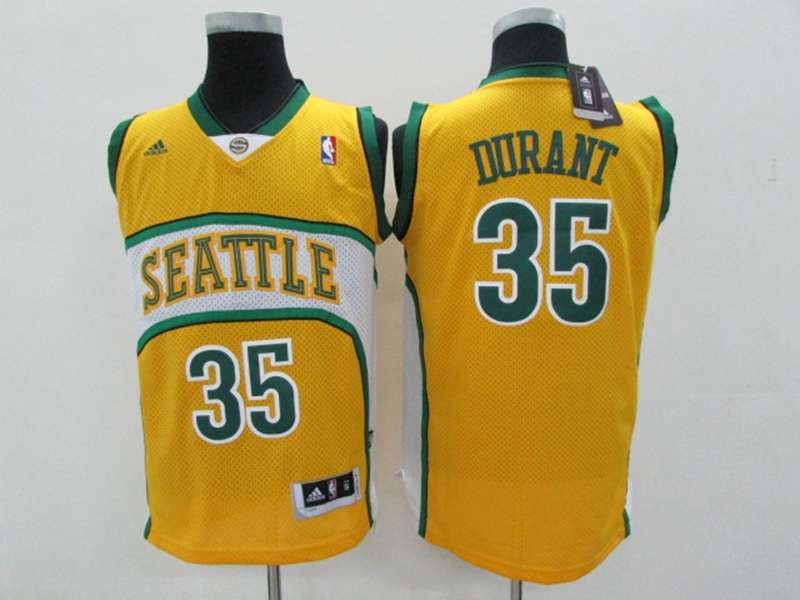 Seattle Sounders Yellow #35 DURANT Classics Basketball Jersey (Stitched)