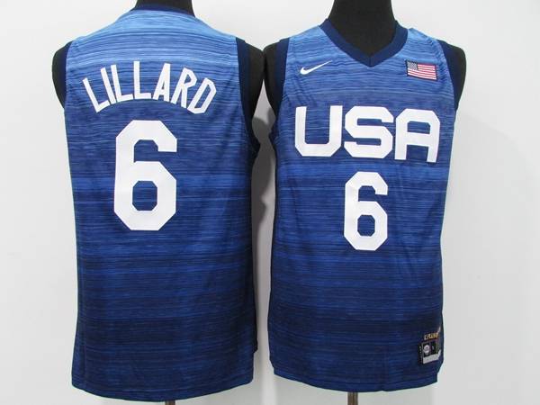 2021 USA Blue #6 LILLARD Basketball Jersey (Stitched)