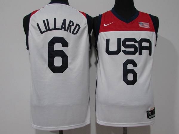 2021 USA White #6 LILLARD Basketball Jersey (Stitched)