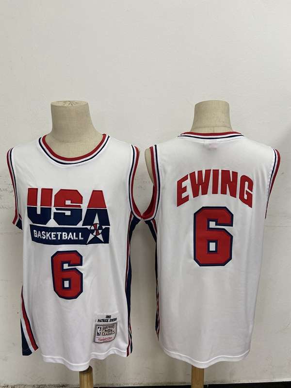 USA 1992 White #6 EWING Classics Basketball Jersey (Stitched)