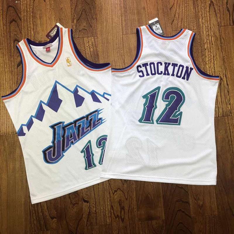 Utah Jazz 1996/97 White #12 STOCKTON Classics Basketball Jersey (Closely Stitched)