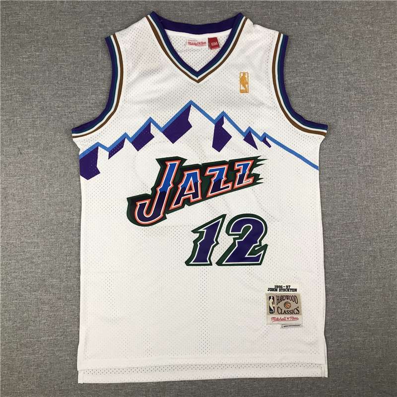 Utah Jazz 1996/97 White #12 STOCKTON Classics Basketball Jersey (Stitched)