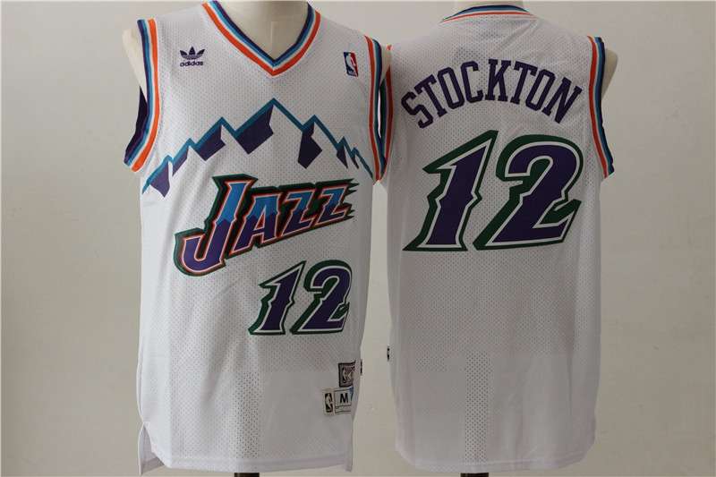 Utah Jazz White #12 STOCKTON Classics Basketball Jersey (Stitched)